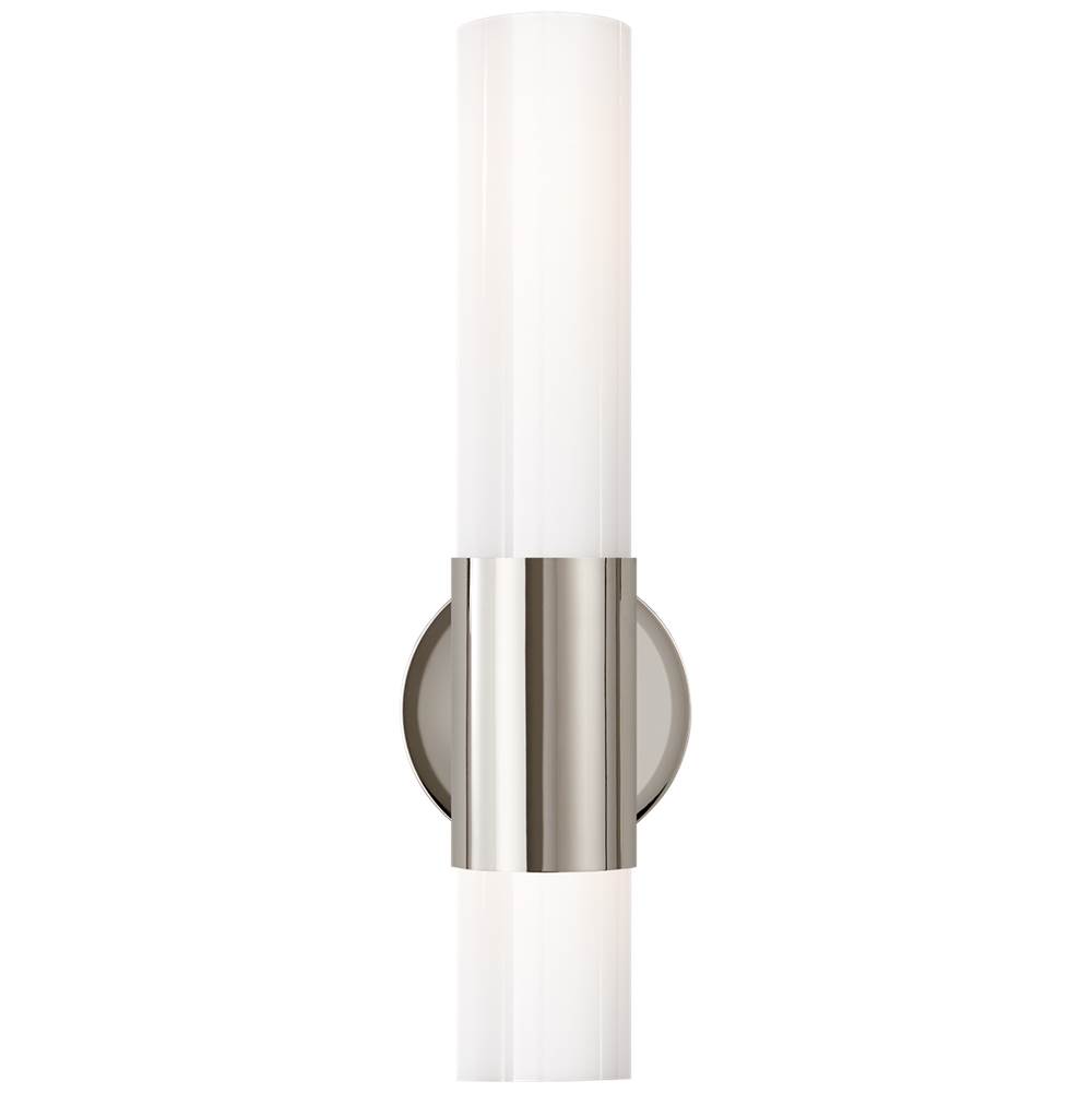 Visual Comfort Signature Collection Penz Medium Cylindrical Sconce in Polished Nickel with White Glass