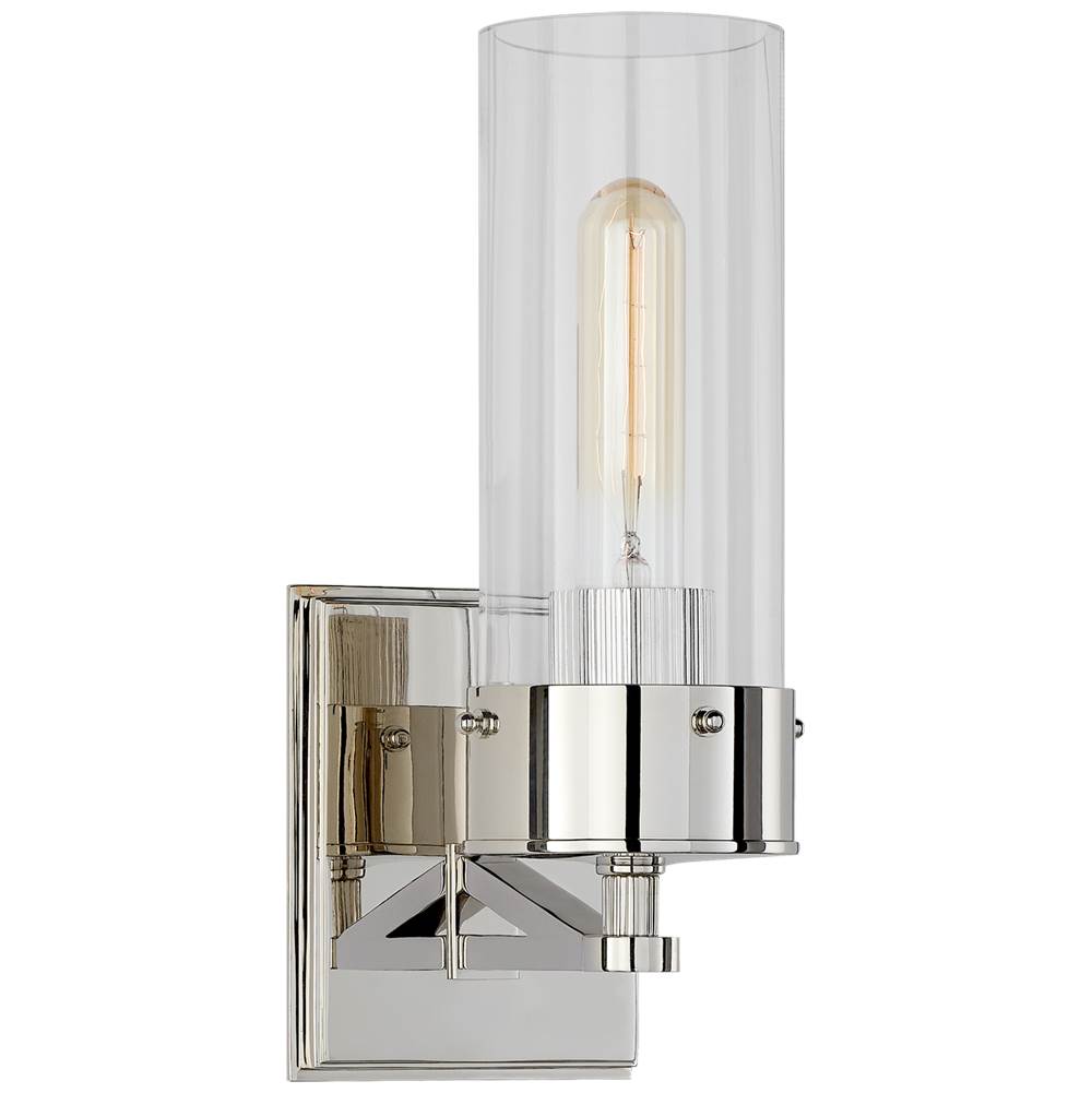 Visual Comfort Signature Collection Marais Medium Bath Sconce in Polished Nickel with Clear Glass